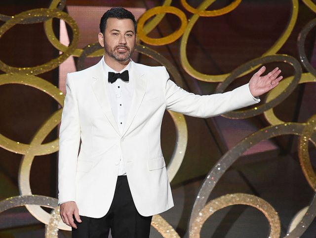 Host Jimmy Kimmel speaks onstage during the 68th Annual Primetime Emmy Awards at Microsoft Theater