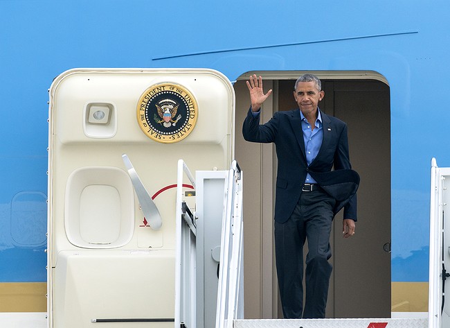 Craig Ruttle- President Barack Obama arrives at John F. Kennedy International Airport in New York Sunday Sept. 18 2016