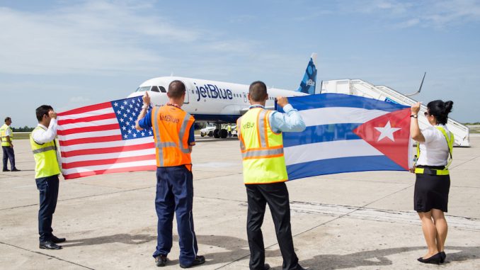 'A powerful moment': first US-to-Cuba flight in 55 years is latest step in thaw