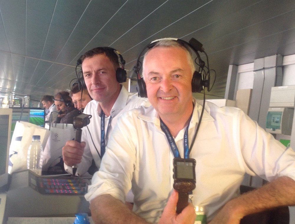 Sutton with BT Sport commentator David Rae