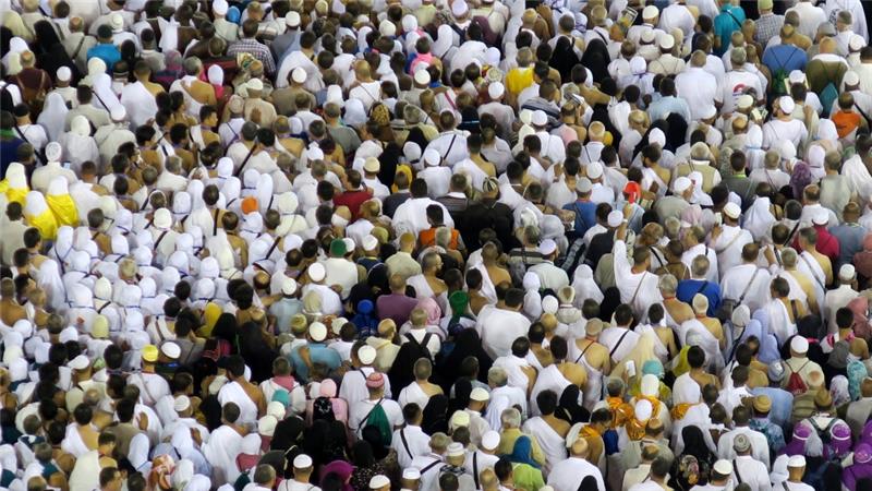 Pilgrims circle the Kaaba at the Grand Mosque in Mecca on September 4