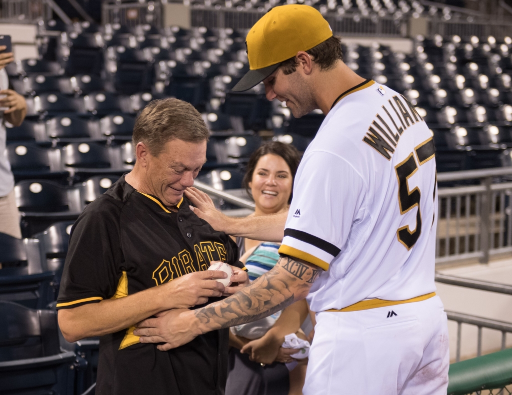 Trevor Williams gave his first Major League win ball to his father following a 4-3 Pirates win