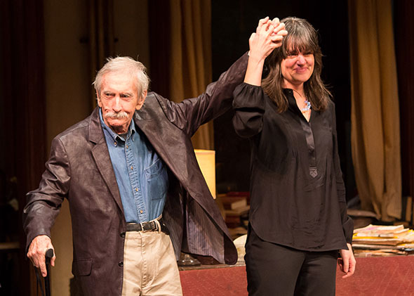 Playwright Edward Albee and director Pam Mc Kinnon celebrated at the curtain call for the opening of Edward Albee's Who's Afraid of Virginia Woolf