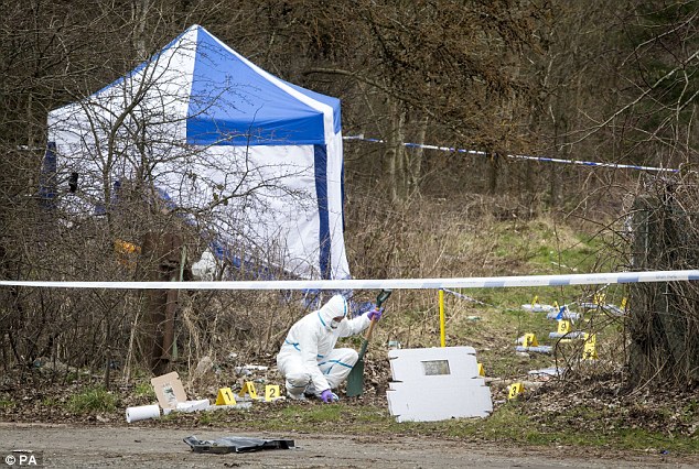 Police at the scene where Paige's body was found following a huge search in March this year