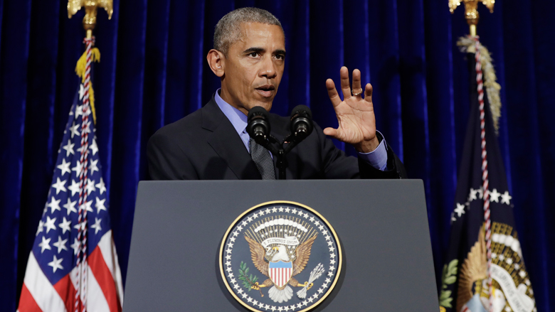 U.S. President Barack Obama speaks during a news conference at the Landmark Mekong Riverside Hotel in Vientiane Laos Thursday Sept. 8 2016 after attending the ASEAN Summit