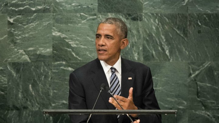 President Barack Obama addresses the United Nations General Assembly in New York on Sept 20 2016. AFP