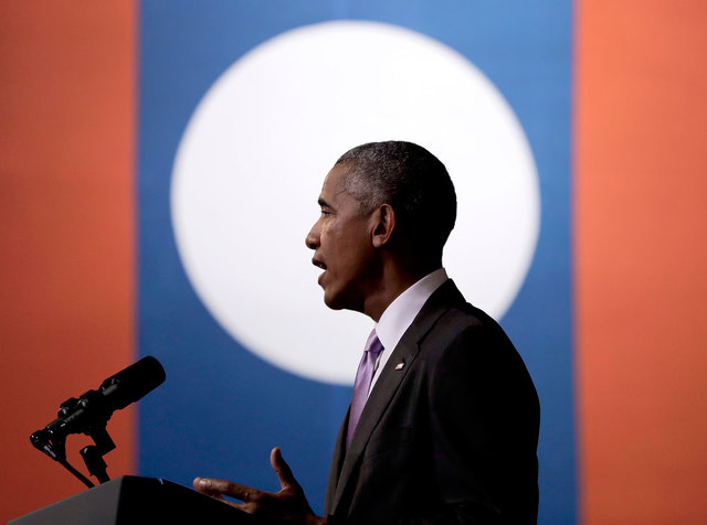 President Obama spoke today at the Lao National Cultural Hall in Vientiane Laos. Click