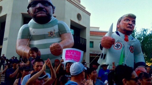 Protesters outside a Donald Trump rally at the Phoenix Convention Center Aug. 31 2016