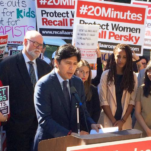 Senate president Kevin De Leon calls for the removal of Santa Clara County Judge Aaron Persky from the bench at a protest outside the Santa Clara County Jail in San Jose Calif. Friday Sept. 2 2016. Willingham and others calle