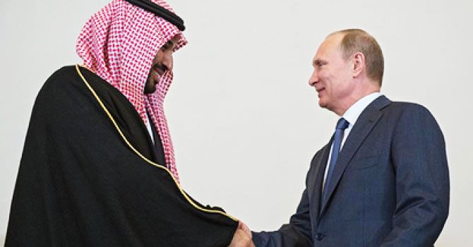 Putin with Saudi Deputy Crown Prince Mohammed bin Salman on the sidelines of the G20 to discuss how to best address the oil global supply glut