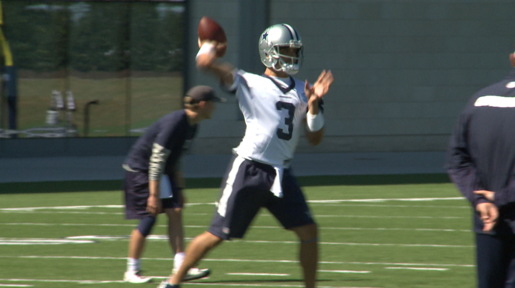 QB Mark Sanchez had his first practice as a Cowboy just two days after being cut by the Denver Broncos