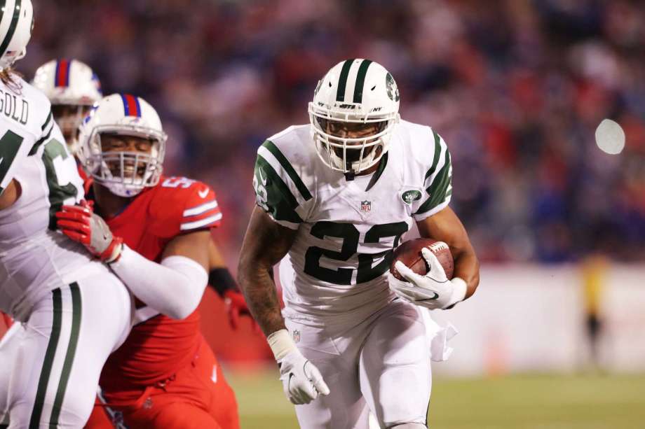 ORCHARD PARK NY- SEPTEMBER 15 Matt Forte #22 of the New York Jets runs the ball against the Buffalo Bills during the second half at New Era Field