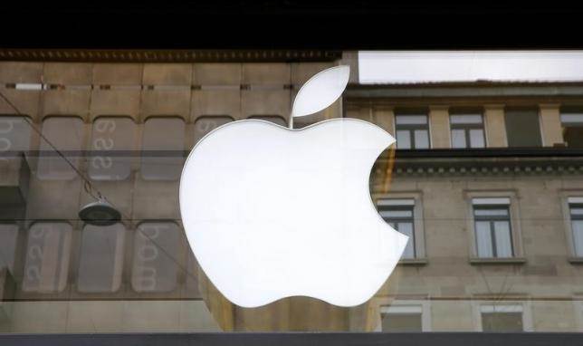 Logo of U.S. technology company Apple is seen in Zurich