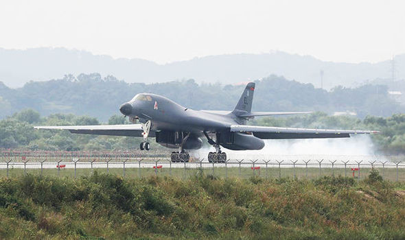 Bomber plane landing