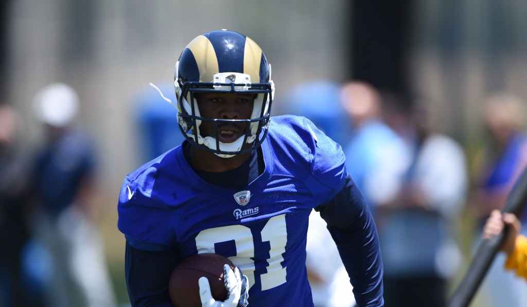 Jun 16 2016 Oxnard CA USA Los Angeles Rams receiver Duke Williams carries the ball at organized team activities at the River Ridge Fields. Mandatory Credit Kirby Lee-USA TODAY Sports