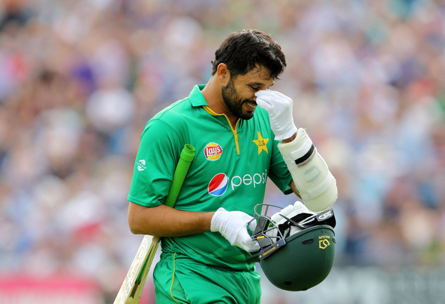 Pakistan's Azhar Ali walks off the pitch after being caught out for 80 during the fourth one day international cricket match between England and Pakistan