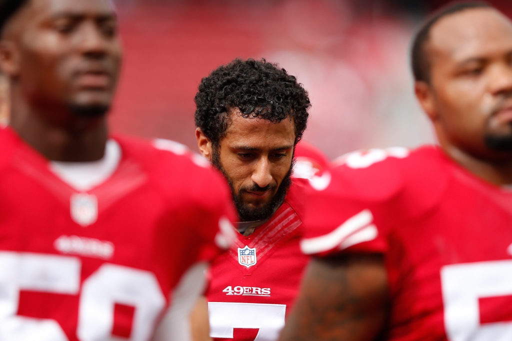 Quarterback Colin Kaepernick of the San Francisco 49ers warms up prior to playing the Baltimore Ravens in at Levi's Stadium on Oct. 18 2015 in Santa Clara