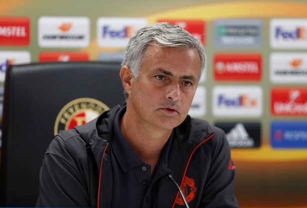 Manchester United manager Jose Mourinho speaking during the press conference