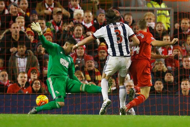 Jordan Henderson scores the first goal for Liverpool