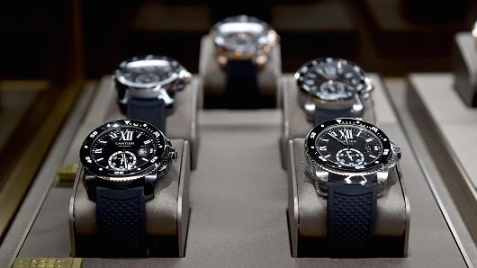 Watches on display at the Cartier Fifth Avenue Grand Reopening Event at the Cartier Mansion