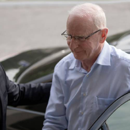 Council President Patrick Hickey arrives to a police station in Rio de Janeiro Brazil Tuesday Sept. 6 2016. The high-ranking Olympic official is declining to answer police questions related to alleged ticket scalping dur