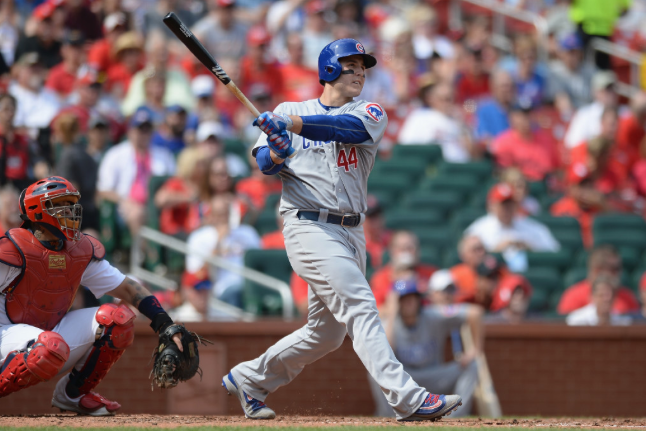 Anthony Rizzo hits a solo home run in the sixth Wednesday the first of two homers. He reached 30 homers for the third straight year and 100 RBIs for the second