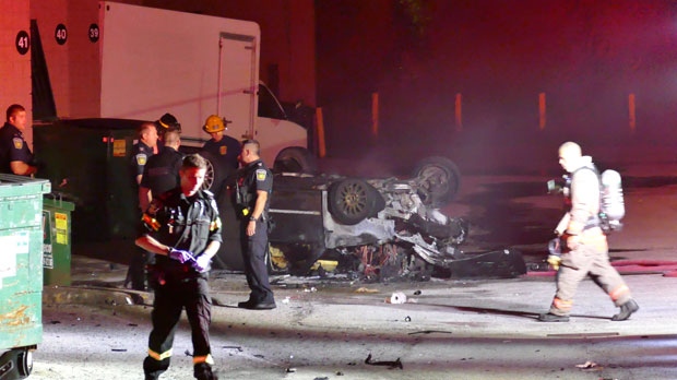 Road rage between car, motorcycles ends with car bursting into flames