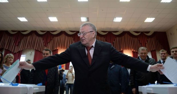 LDPR leader Vladimir Zhirinovsky votes in Moscow