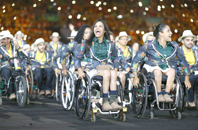 Members of the Brazil team receive a warm welcome