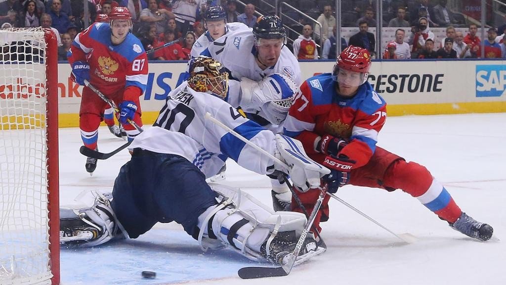 Russia booked their place in the semi-finals of the World Cup of Hockey with a comfortable 3-0 victory over Finland