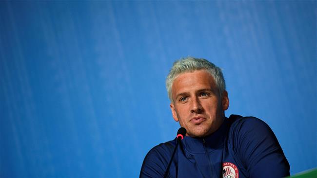 03 2016 shows US swimmer Ryan Lochte holding a press conference in Rio de Janeiro two days ahead of the opening ceremony of the Rio 2016 Olympic Games