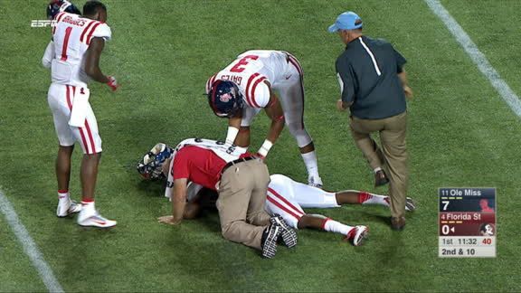 SPORTS		

			Ole Miss CB Ken Webster RB Eric Swinney exit with knee injuries