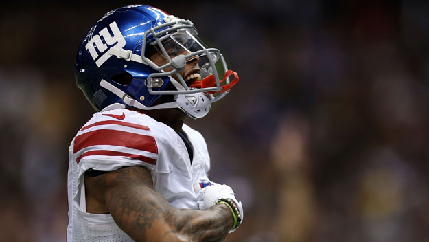 NEW ORLEANS LA- NOVEMBER 01 Odell Beckham #13 of the New York Giants celebrates a touchdown during the third quarter of a game against the New Orleans Saints at the Mercedes Benz Superdome