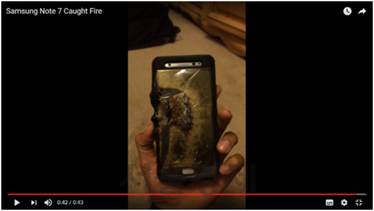 Samsung Galaxy Note 7 fire