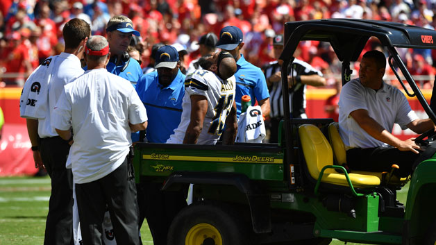 San Diego Chargers receiver Keenan Allen is carted off the field in Week 1 of the 2016 season