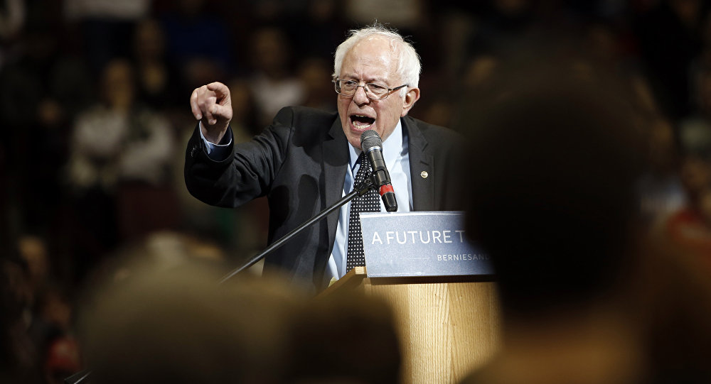 Democratic presidential candidate Sen. Bernie Sanders I-Vt. speaks during a campaign stop on Sunday