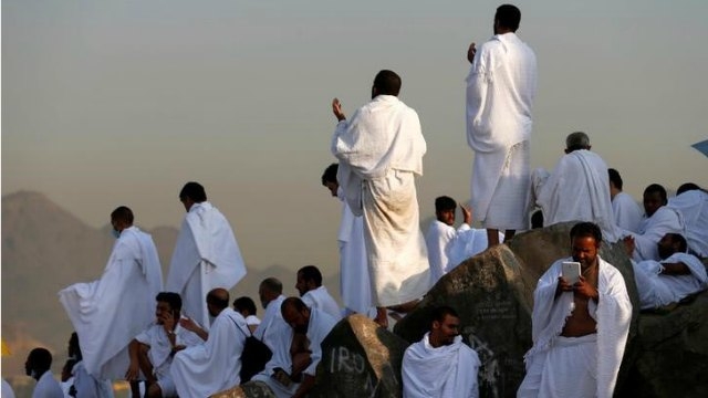 Saudi Arabia Muslims climb Mount Arafat in Hajj high point