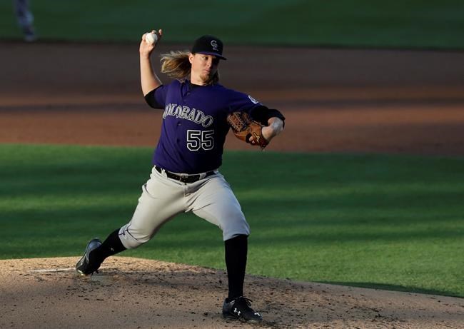 Colorado Rockies starting pitcher Jon Gray works against a San Diego Padres batter during the second inning of a baseball game Saturday Sept. 10 2016 in San Diego