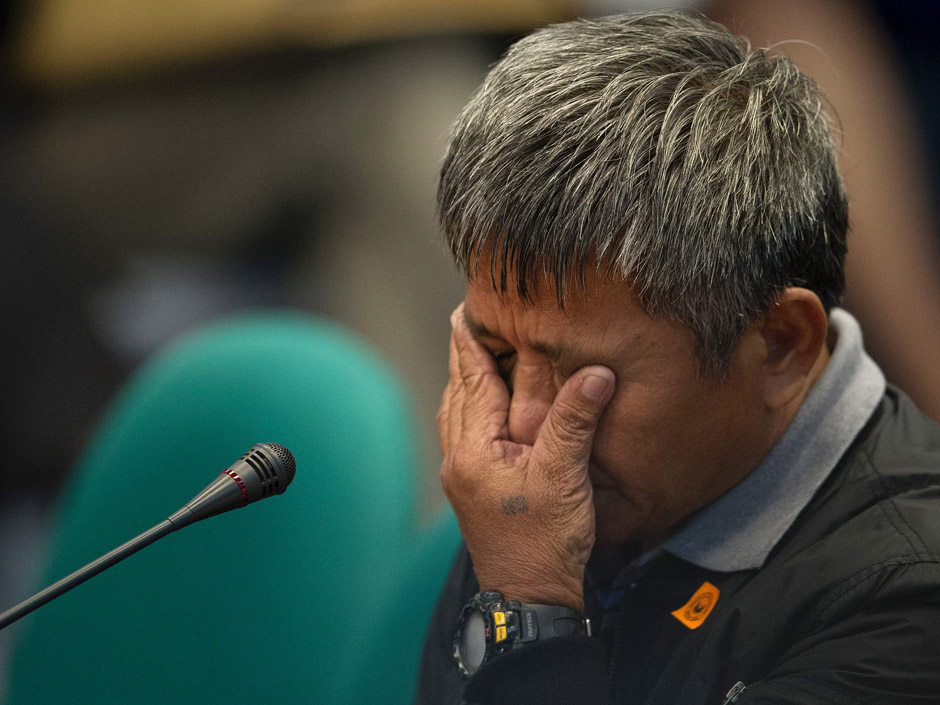 Former death squad member Edgar Matobato testifies during a senate hearing in Manila