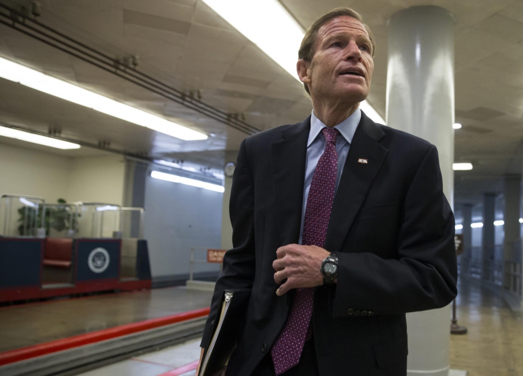 Senator Richard Blumenthal D-Conn. on his way to the Senate chamber on Capitol Hill in Washington D.C. in June