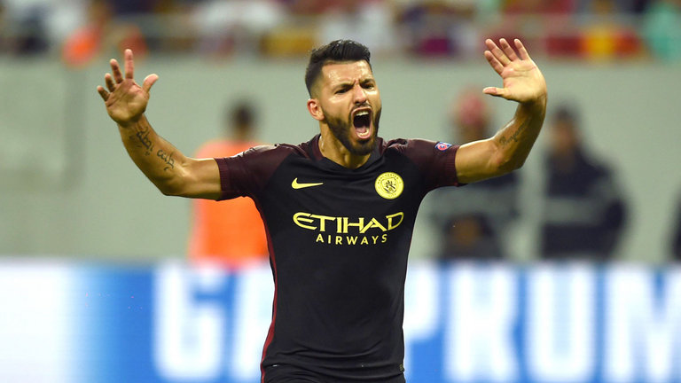 Sergio Aguero will return to the Manchester City squad following a league suspension