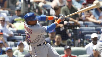 New York Mets batter Yoenis Cespedes hits a grand slam