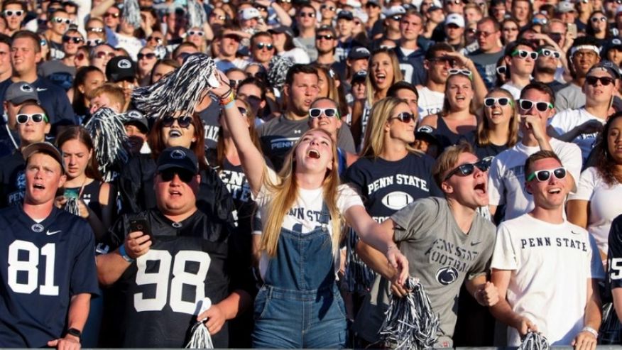 Sep 3 2016 University Park PA USA Penn State Nittany Lion fans cheer during the fourth quarter against the Kent State Golden Flashes at Beaver Stadium. Penn State defeated Kent State 33-13. Mandatory Credit Matthew O'Haren-USA TODAY Sports