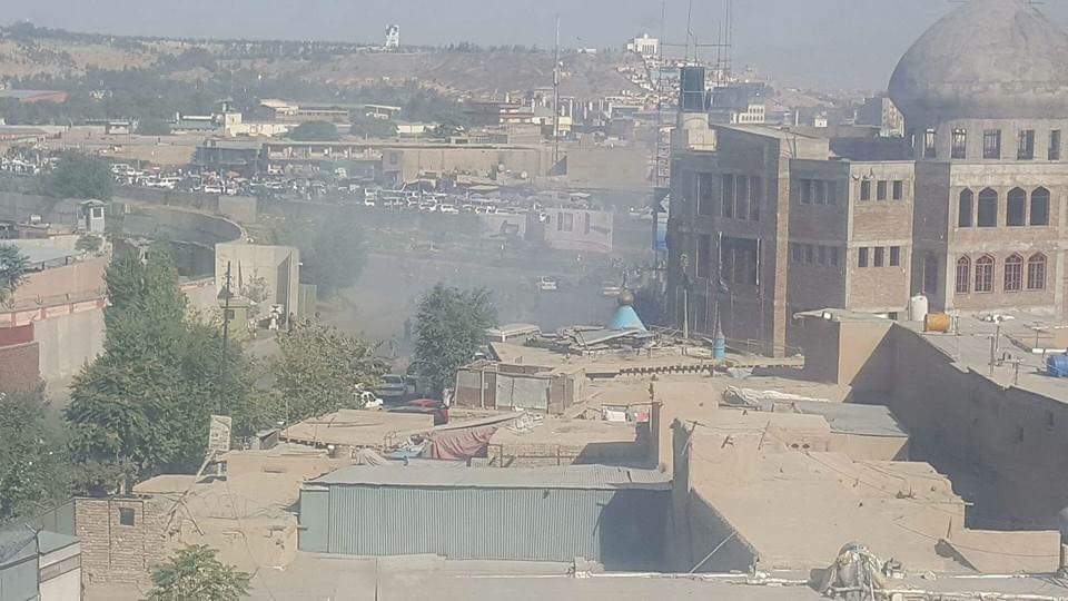 Smoke in the area of the attack. Credit Khalil Noori  Twitter