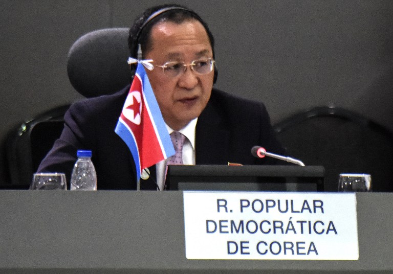 North Korea's Foreign Minister Ri Yong-ho speaks during the summit of the Non Aligned Movement in Porlamar Margarita Island Venezuela