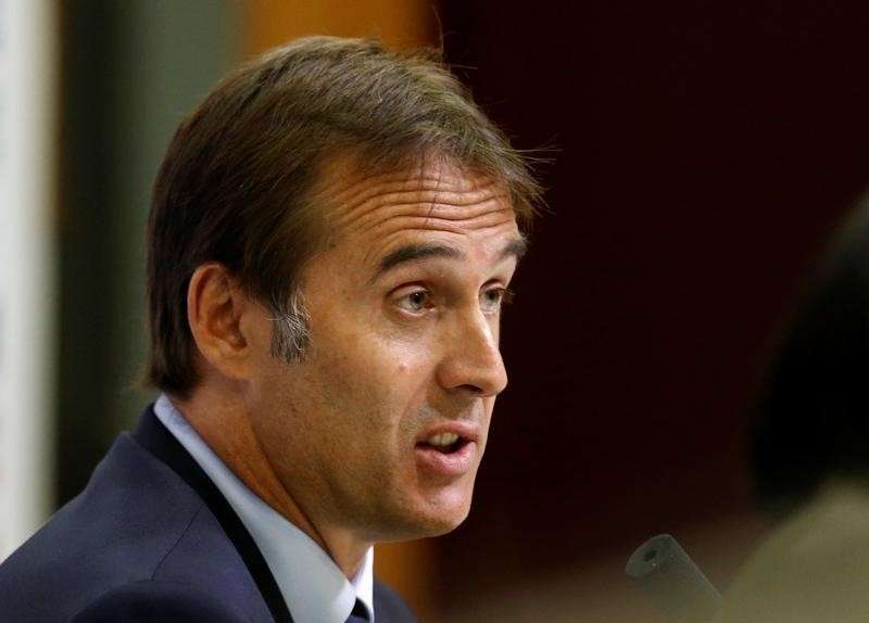 Spain's newly appointed national team soccer coach Julen Lopetegui speaks during his presentation. REUTERS  Andrea Comas