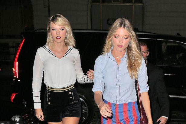 Taylor Swift and Martha Hunt go to dinner after attending the Tommy Hilfiger show in New York