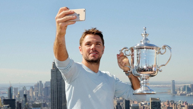 U.S. Open men's singles tennis champion Stan Wawrinka takes a selfie