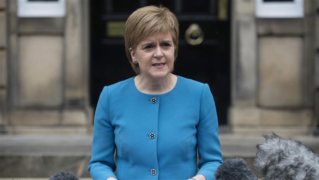 Scotland's First Minister and leader of the Scottish National Party, Nicola Sturgeon addresses the media after holding an emergency cabinet meeting at Bute House in Edinburgh Scotland