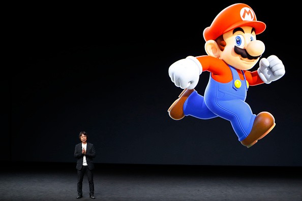 Shigeru Miyamoto creative fellow at Nintendo and creator of Super Mario speaks on stage during an Apple launch event